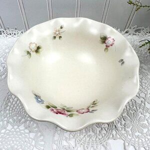 Pfaltzgraff Tea Rose Cream Scalloped Bowl Floral Design 7" Diameter Vintage USA